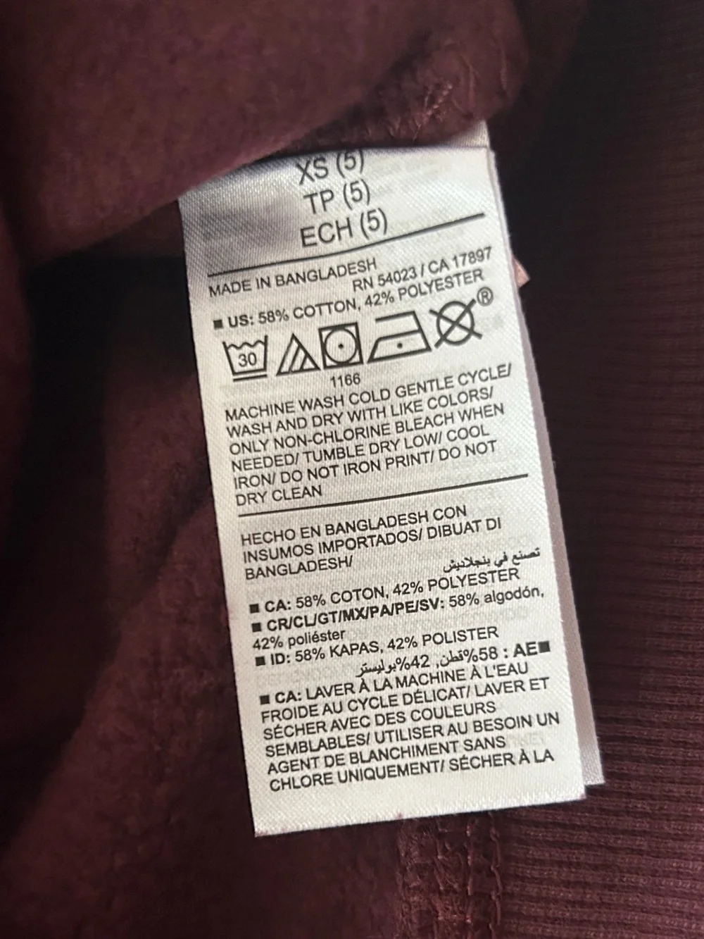 Old Navy Maroon Burgundy Stay Fresh Graphic Crewneck Sweatshirt XS 5 NWT
